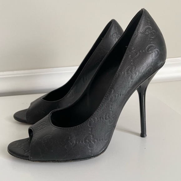 Gucci GG Guccissima Peep Toe Pumps Size 37 - Picture 1 of 6